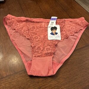 Delta Burke size‎ 9/2X Coral Pink panties floral lace trimming New VTG Hi Cut